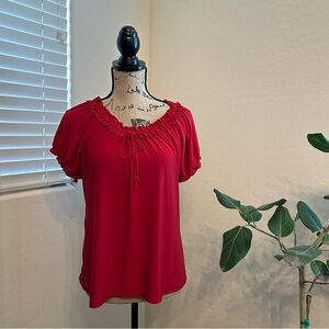 Claudia Richard Red Ruffled Blouse